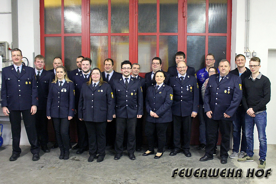 Die Mitglieder der Feuerwehr Hof-Wölbattendorf zur Jahreshauptversammlung 2019